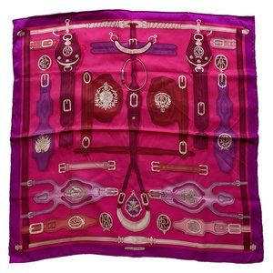 Hermes Paris Rose Harnais Des Presidents 70cm Vintage Scarf
